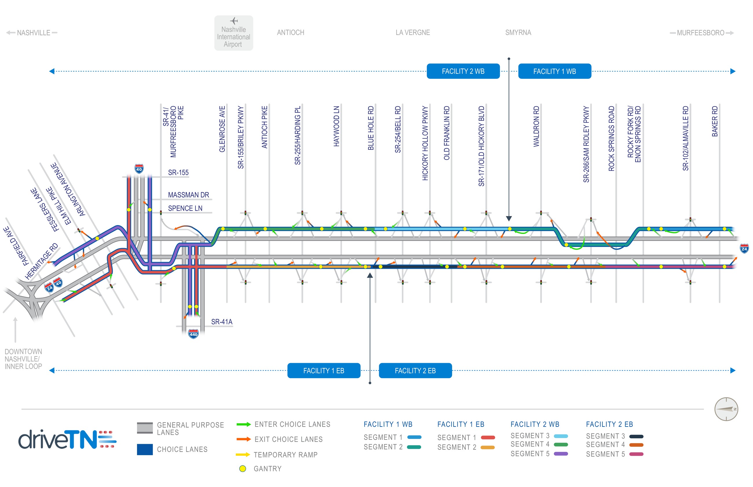 I-24 Southeast Choice Lanes Corridor Map — full alignment